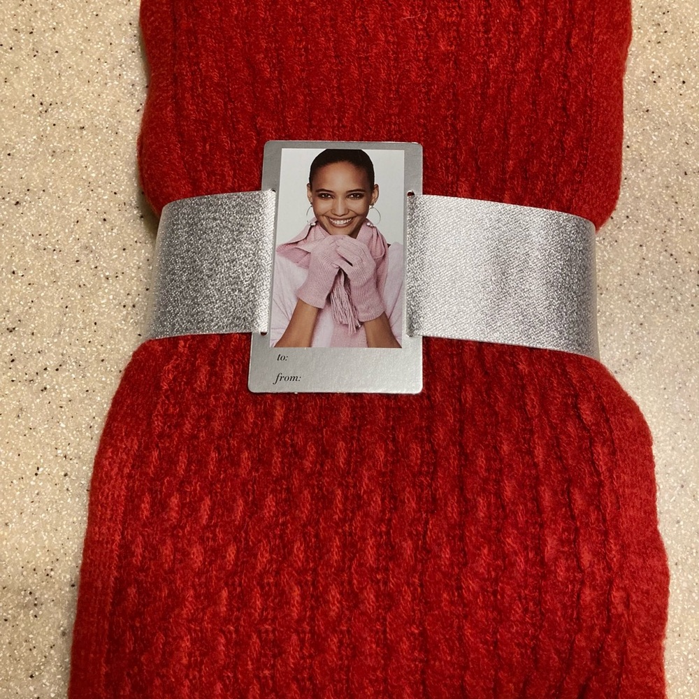 New York & Company Red Knit scarf and gloves